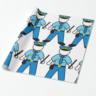 Cartoon Police Officer Fun Law Enforcement  Wrapping Paper