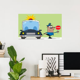 Cartoon Police Officer Poster