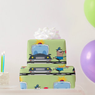Cartoon Police Officer Wrapping Paper