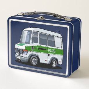 Cartoon Police Van Metal Lunch Box