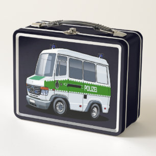 Cartoon Police Van Metal Lunch Box