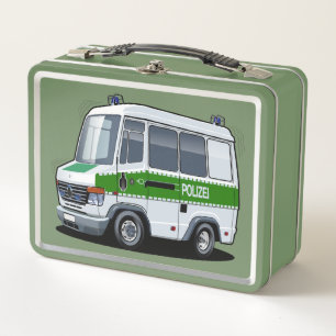 Cartoon Police Van Metal Lunch Box