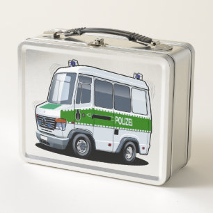 Cartoon Police Van Metal Lunch Box
