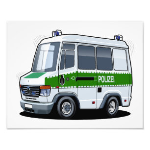 Cartoon Police Van Photo Print