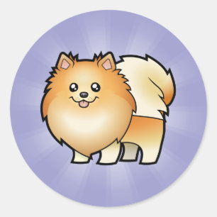 Cartoon Pomeranian Classic Round Sticker