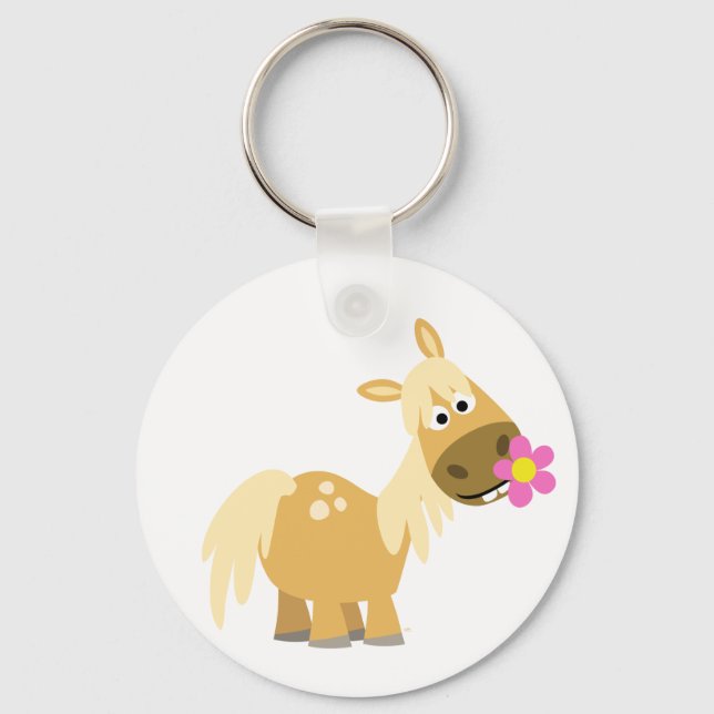 Cartoon Pony and Flower keychain (Front)
