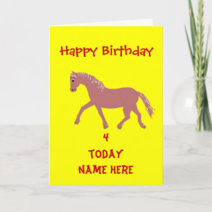 Cartoon pony, smiling, birthday customise card