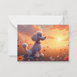 Cartoon Poodle Note Card