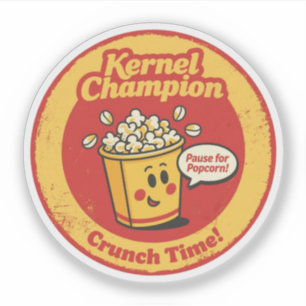 Cartoon Popcorn Bucket "Kernel Champion" Graphic