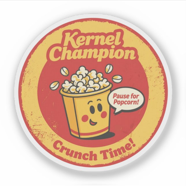 Cartoon Popcorn Bucket "Kernel Champion" Graphic (Front)