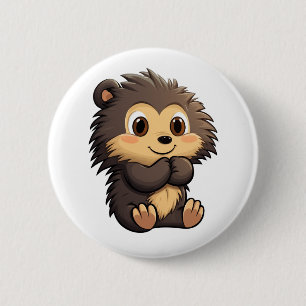 Cartoon porcupine illustration 6 cm round badge