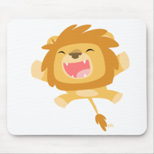 Cartoon Pouncing Lion mousepad