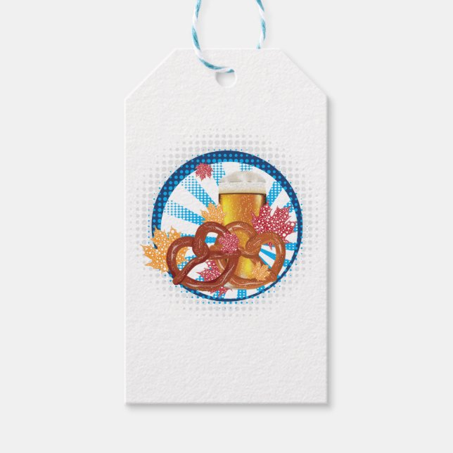 Cartoon Pretzel with Beer Gift Tags (Front)