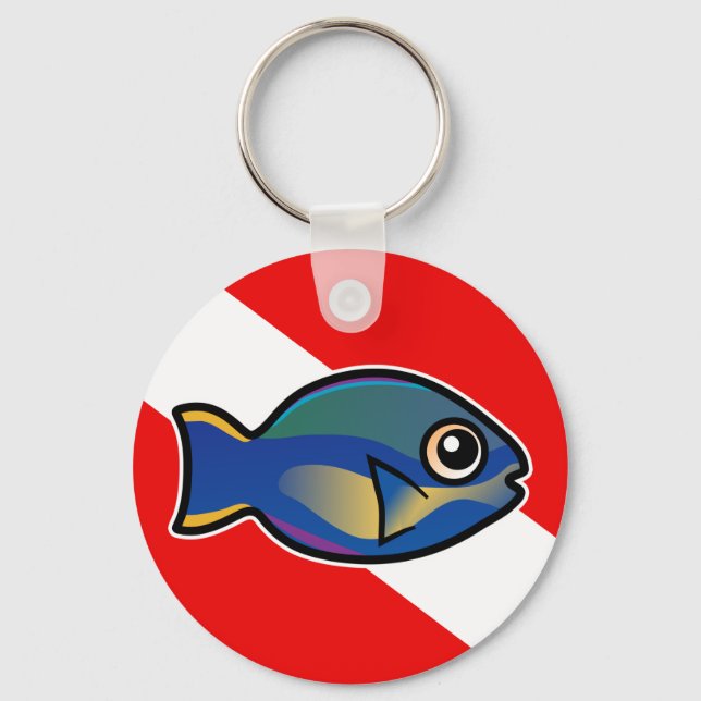 Cartoon Princess Parrotfish Dive Flag Key Ring (Front)