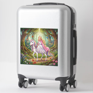 Cartoon Princess Riding on the Unicorn