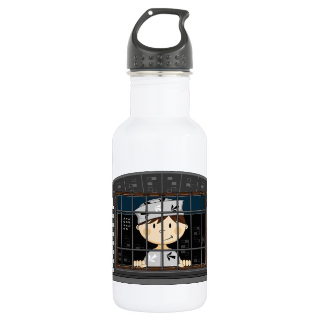 Cartoon Prisoner in Jail Cell 532 Ml Water Bottle (Front)