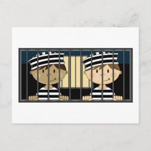Cartoon Prisoners in Jail Cell Postcard