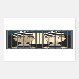 Cartoon Prisoners in Jail Cell Rectangular Sticker