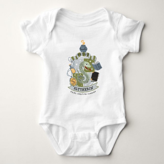 Cartoon Proud Slytherin Crest Baby Bodysuit (Front)