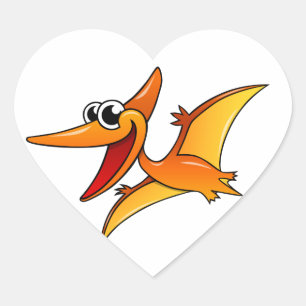 Cartoon Pterodactyl Heart Sticker