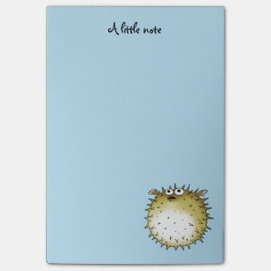 cartoon puffer fish post-it notes