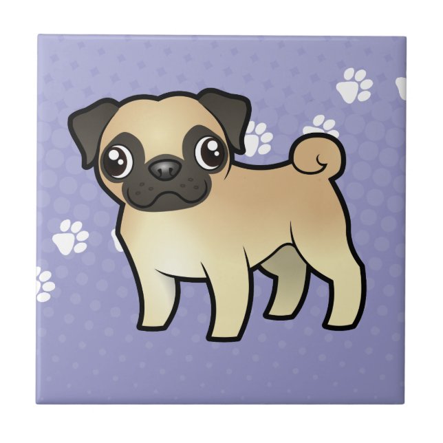Cartoon Pug Ceramic Tile (Front)