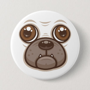 Cartoon Pug Mug Puppy Dog Face 7.5 Cm Round Badge