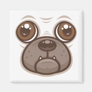 Cartoon Pug Mug Puppy Dog Face Magnet
