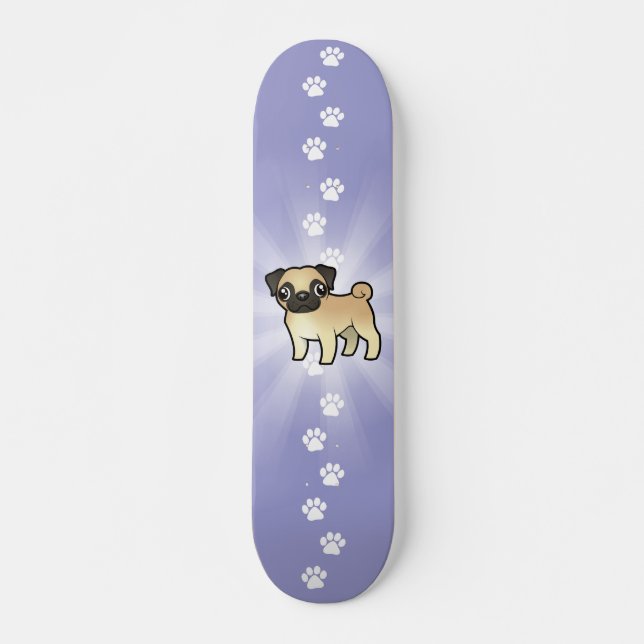 Cartoon Pug Skateboard (Front)