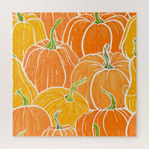 Cartoon pumpkin, cute autumn pattern. jigsaw puzzle
