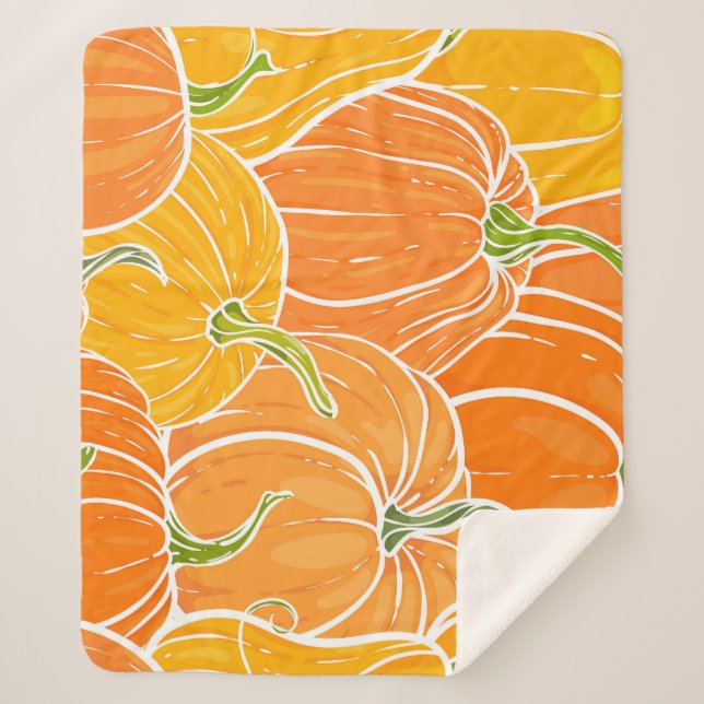 Cartoon pumpkin, cute autumn pattern. sherpa blanket (Front)