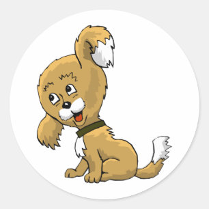 Cartoon Puppy Classic Round Sticker