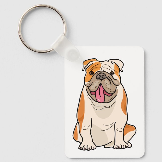 Cartoon Puppy Dog Lover Gifts Cute English Bulldog Key Ring (Front)