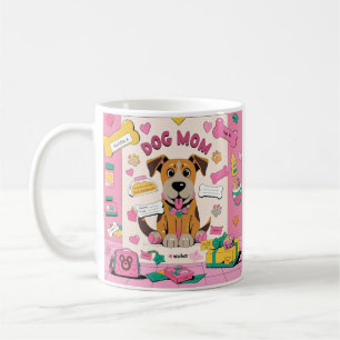 Cartoon Puppy dog mum in pink room Coffee Mug