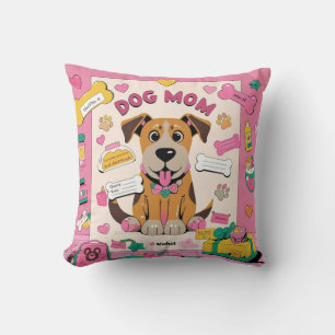 Cartoon Puppy dog mum in pink room Cushion