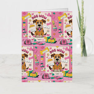 Cartoon Puppy dog mum in pink room Foil Greeting Card