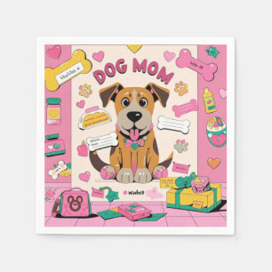 Cartoon Puppy dog mum in pink room Napkin