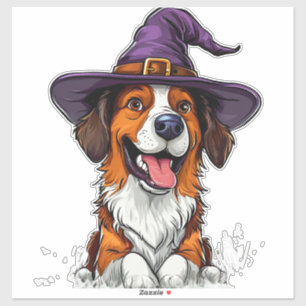 Cartoon Puppy Witch Hat Cute Halloween Style