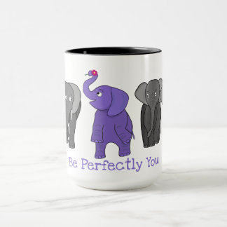 Cartoon Purple Elephant "Be Perfectly You" Mug
