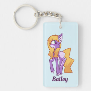 Cartoon Purple Pony Keychain 
