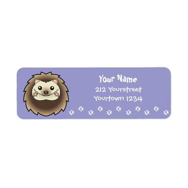 Cartoon Pygmy Hedgehog Return Address Label (Front)