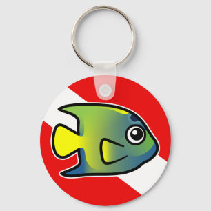 Cartoon Queen Angelfish Dive Flag Key Ring