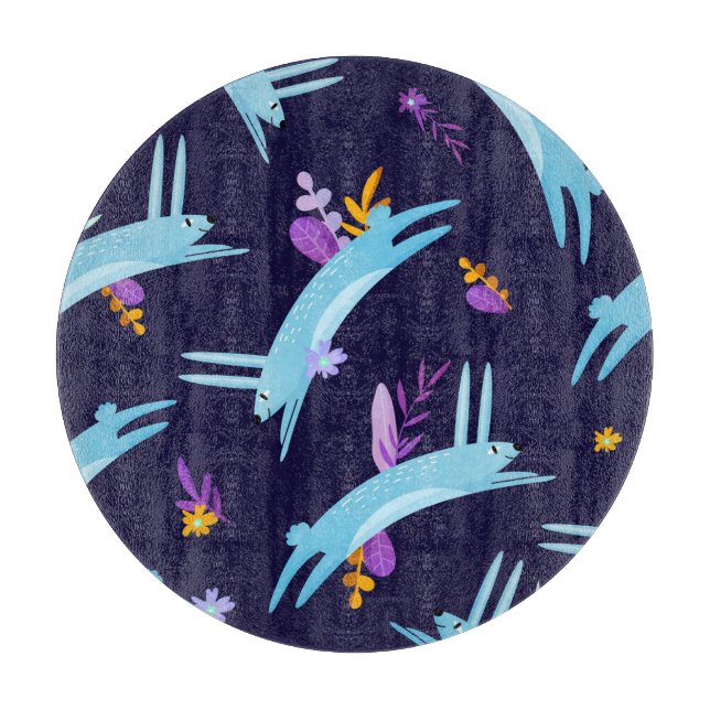 Cartoon rabbit bunny, seamless pattern. cutting board (Front)