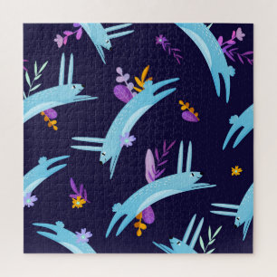 Cartoon rabbit bunny, seamless pattern. jigsaw puzzle