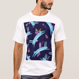 Cartoon rabbit bunny, seamless pattern. T-Shirt