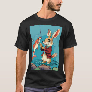 cartoon rabbit catching fish T-Shirt