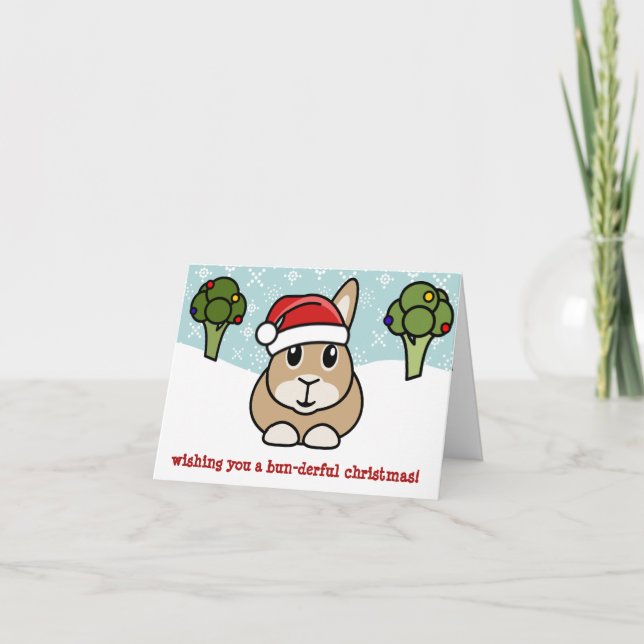 Cartoon Rabbit Christmas Card (Front)