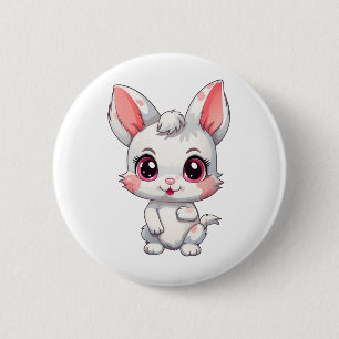 Cartoon rabbit illustration 6 cm round badge