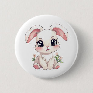 Cartoon rabbit illustration 6 cm round badge