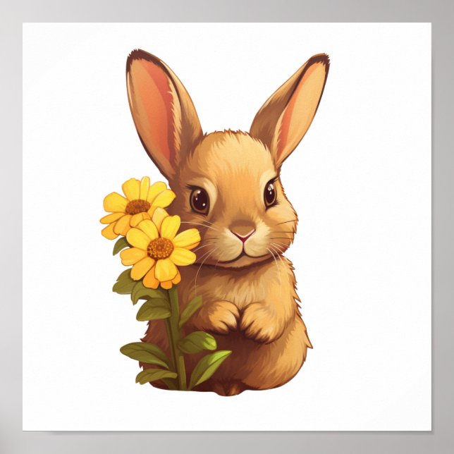 Cartoon rabbit illustration poster (Front)